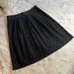 Ann Taylor LOFT pleated black eyelet skirt. Size 14